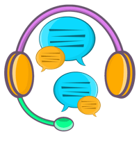 Headphones with speak bubbles representing a feedback loop.